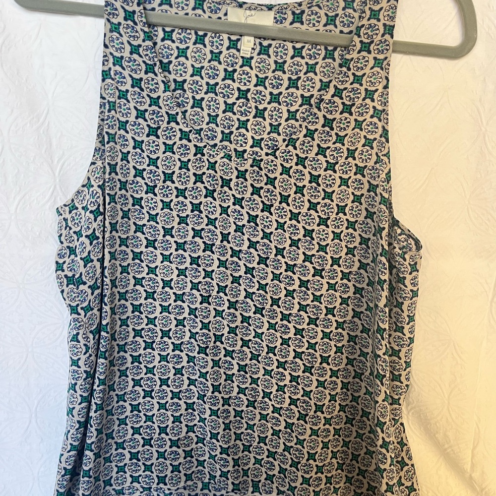 Joie Blue and White Patterned Tank Top